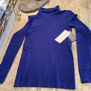 Athleta Blue & Black Flurry Peak Turtleneck Sweater NWT Size Small